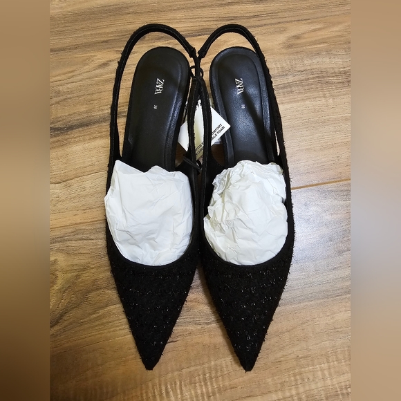 Zara SLINGBACK FABRIC HEELS, US 8 - Picture 14 of 16